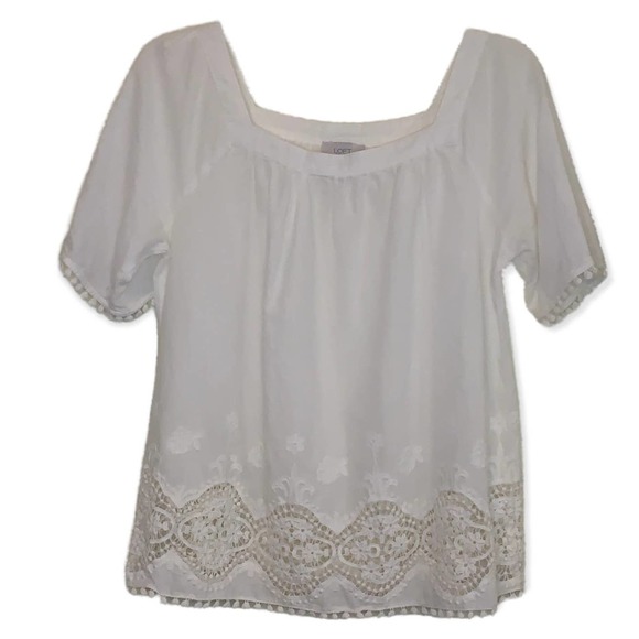 LOFT Tops - Ann Taylor Loft Women’s Small White Short Sleeved Top